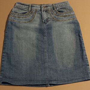 Denim Jean Skirt Apollo Jeans Silver Tone Studs Light Stonewash Sz M - Womens